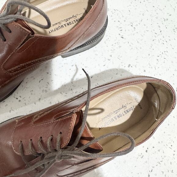 Johnston & Murphy brown leather oxford dress Shoes Sheepskin Size 10M
